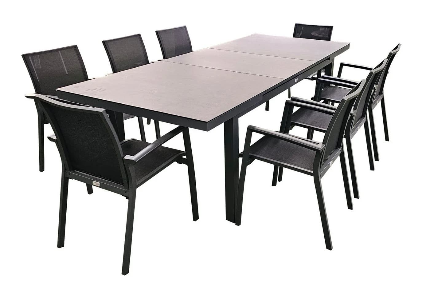 TEICO GROUP Garten-Essgruppe 9-tlg. Anthrazit Aluminium mit stapelbaren Stühlen - Bild 2