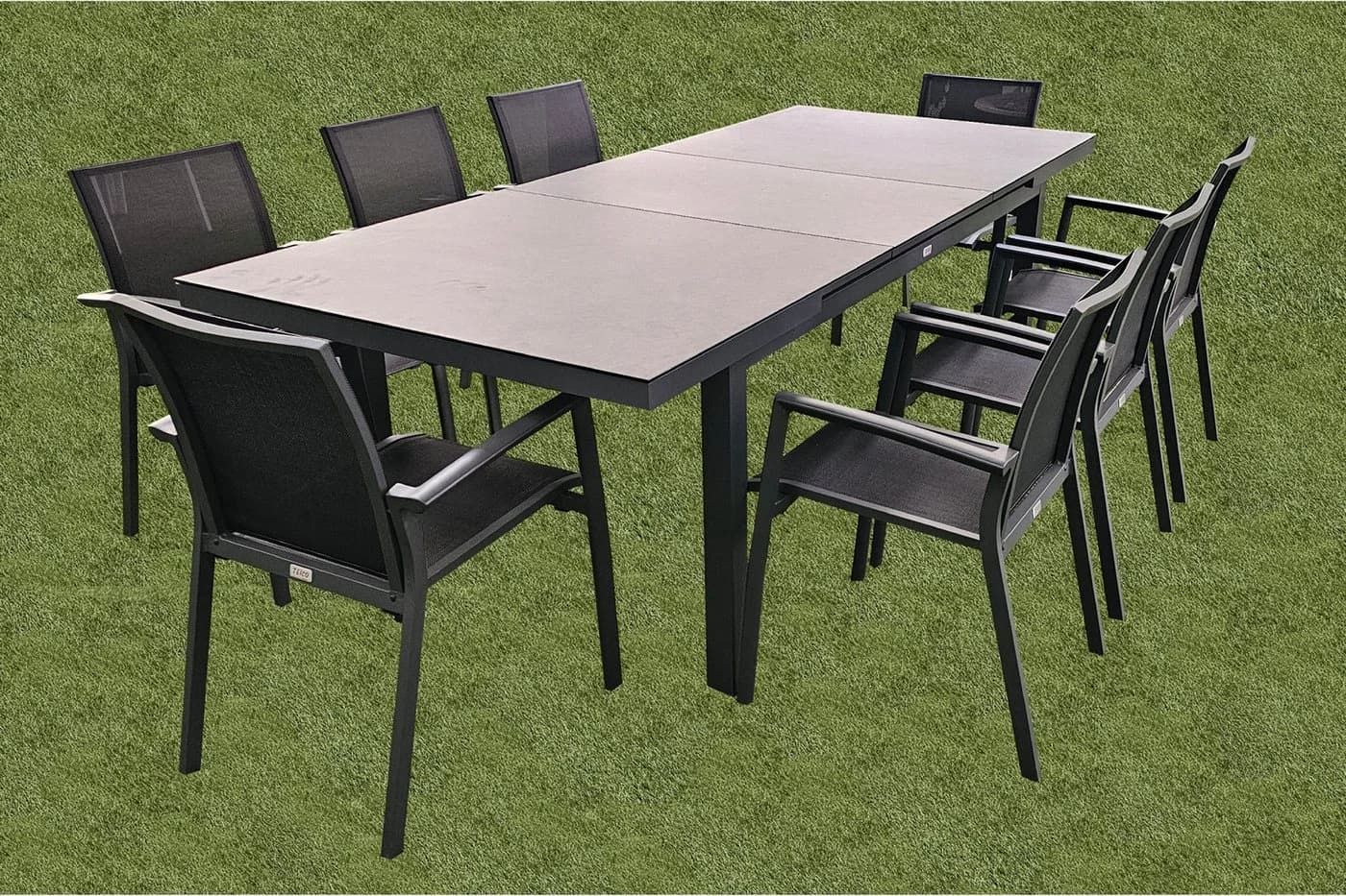 TEICO GROUP Garten-Essgruppe 9-tlg. Anthrazit Aluminium mit stapelbaren Stühlen - Bild 4