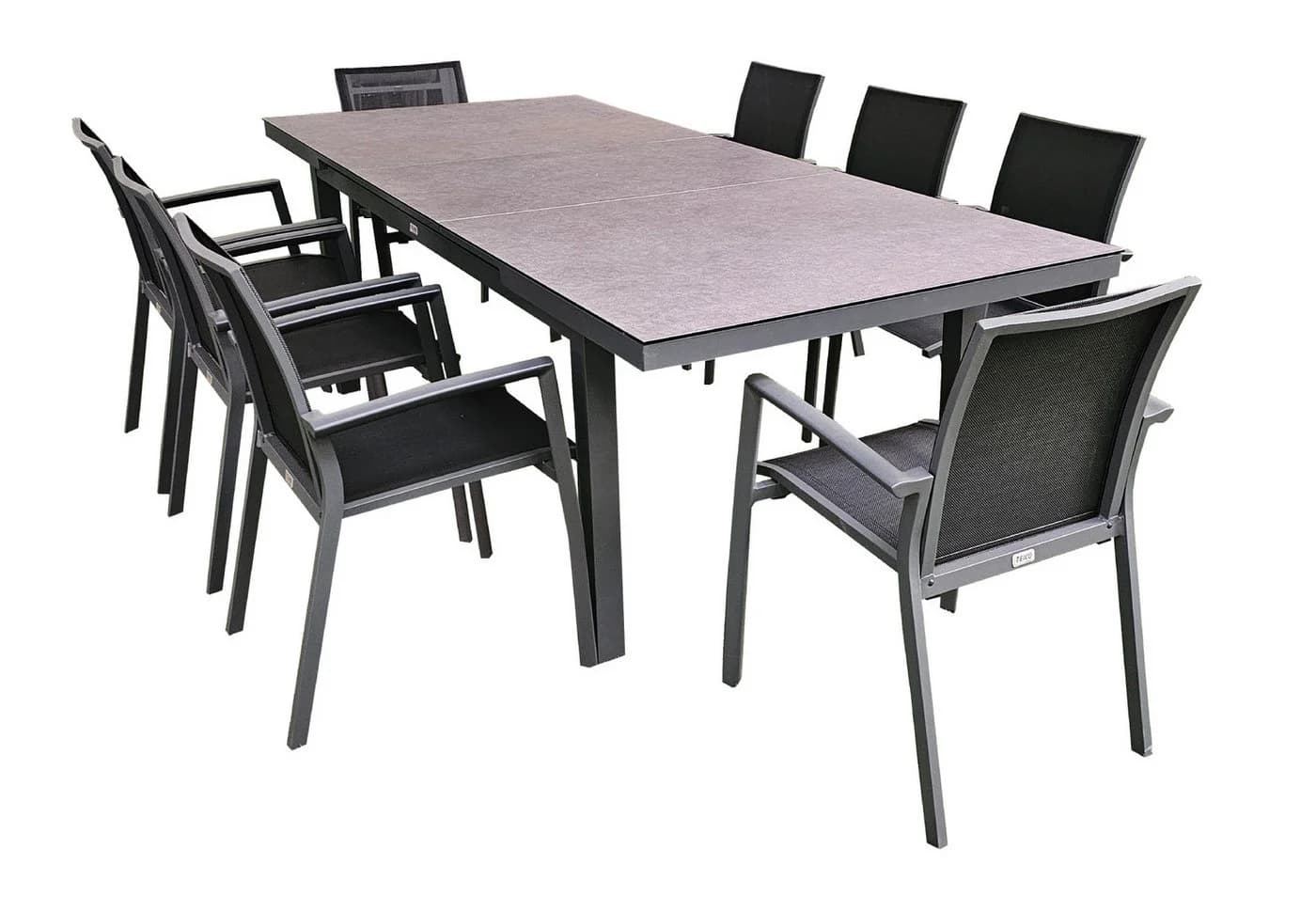 TEICO GROUP Garten-Essgruppe 9-tlg. Anthrazit Aluminium mit stapelbaren Stühlen - Bild 5