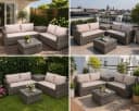 TEICO GROUP Gartenlounge-Set Polyrattan Beige mit Kissenbox Bild 3