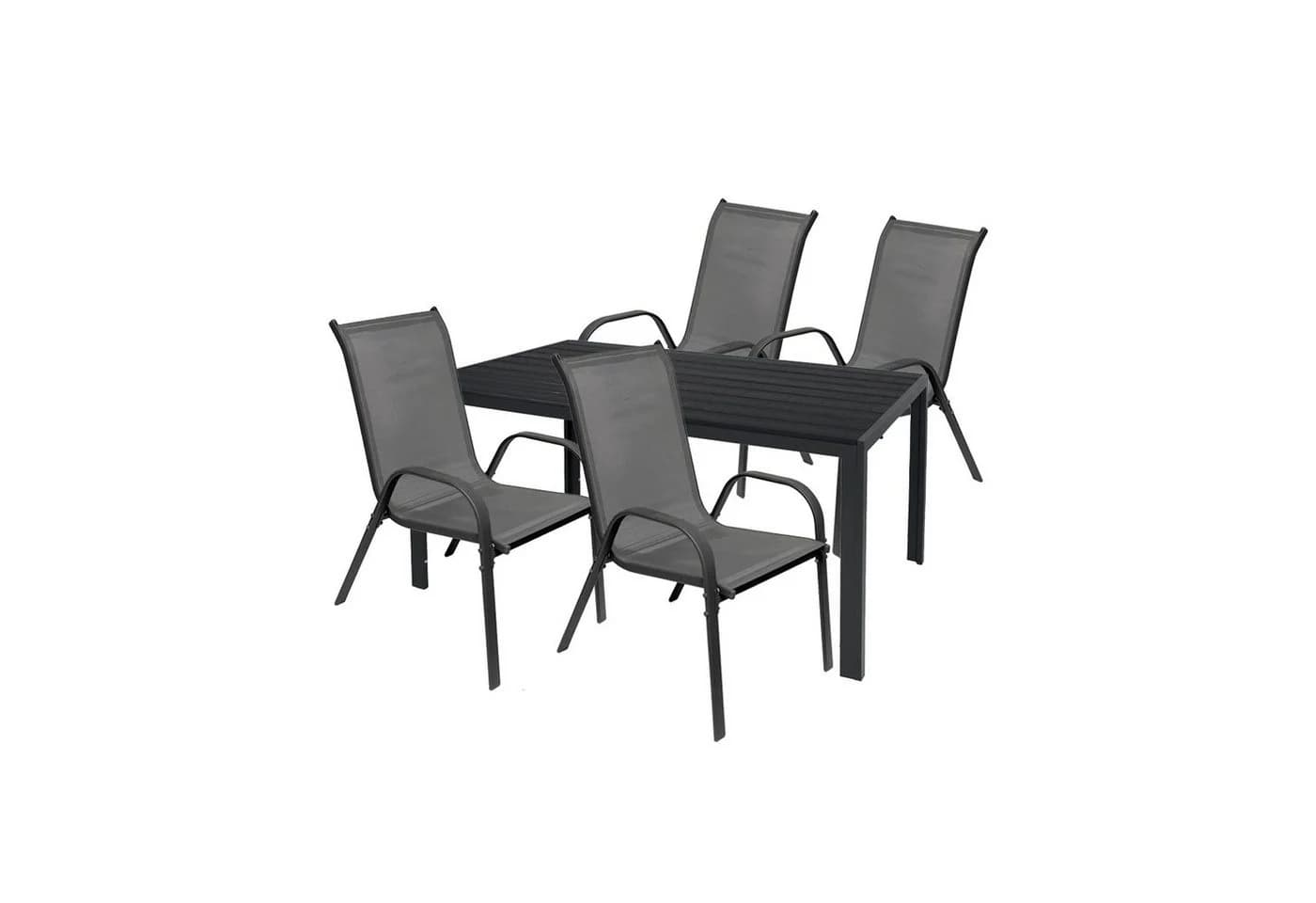 Mojawo 5-teilige Gartengarnitur Anthrazit WPC Stapelstühle - Bild 2