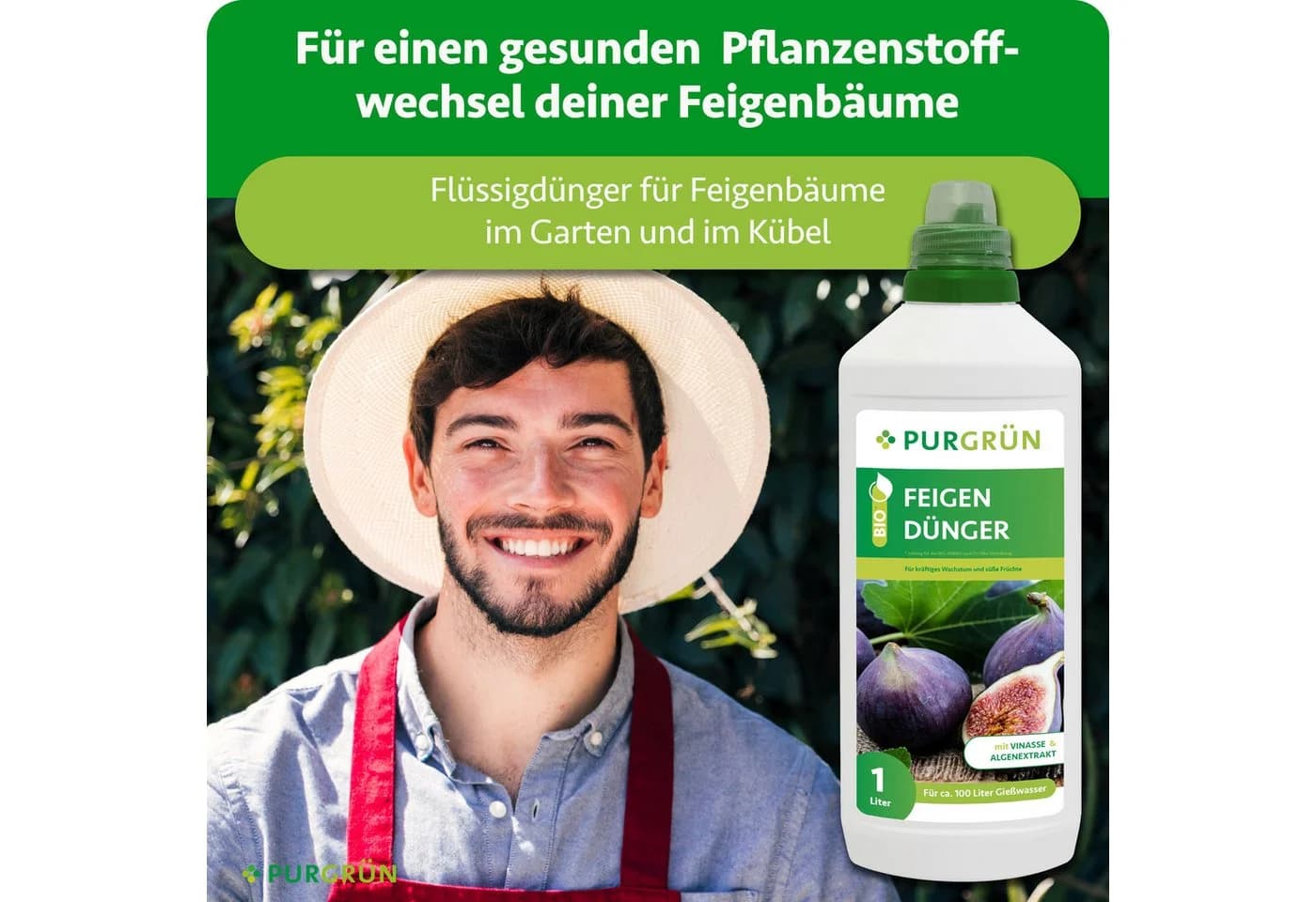 Purgrün Bio-Feigendünger Flüssigdünger NPK 4+1+7 Algenextrakt Vinasse 1 Liter
