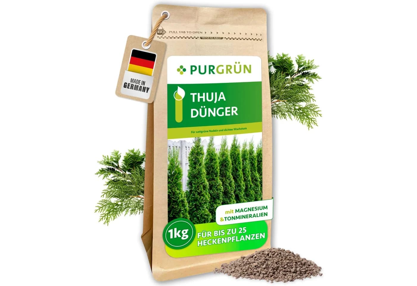 Purgrün Thuja Dünger 1 kg NPK 9+4+8 Granulat für sattgrüne Hecken - Bild 2