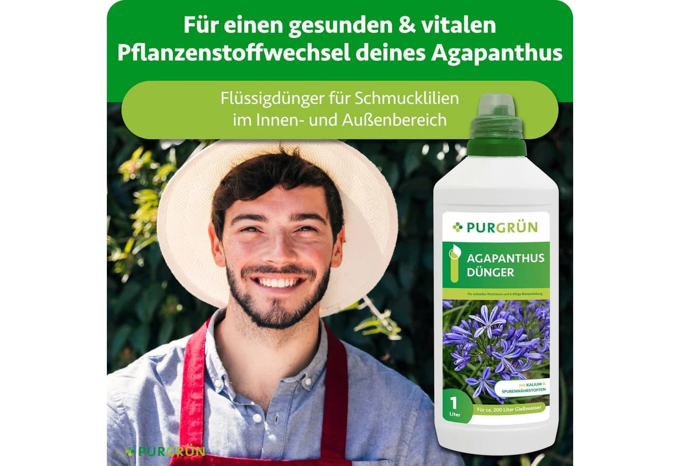 Purgrün Agapanthus Dünger Flüssigdünger 1 Liter NPK 3+5+7 extra Kalium