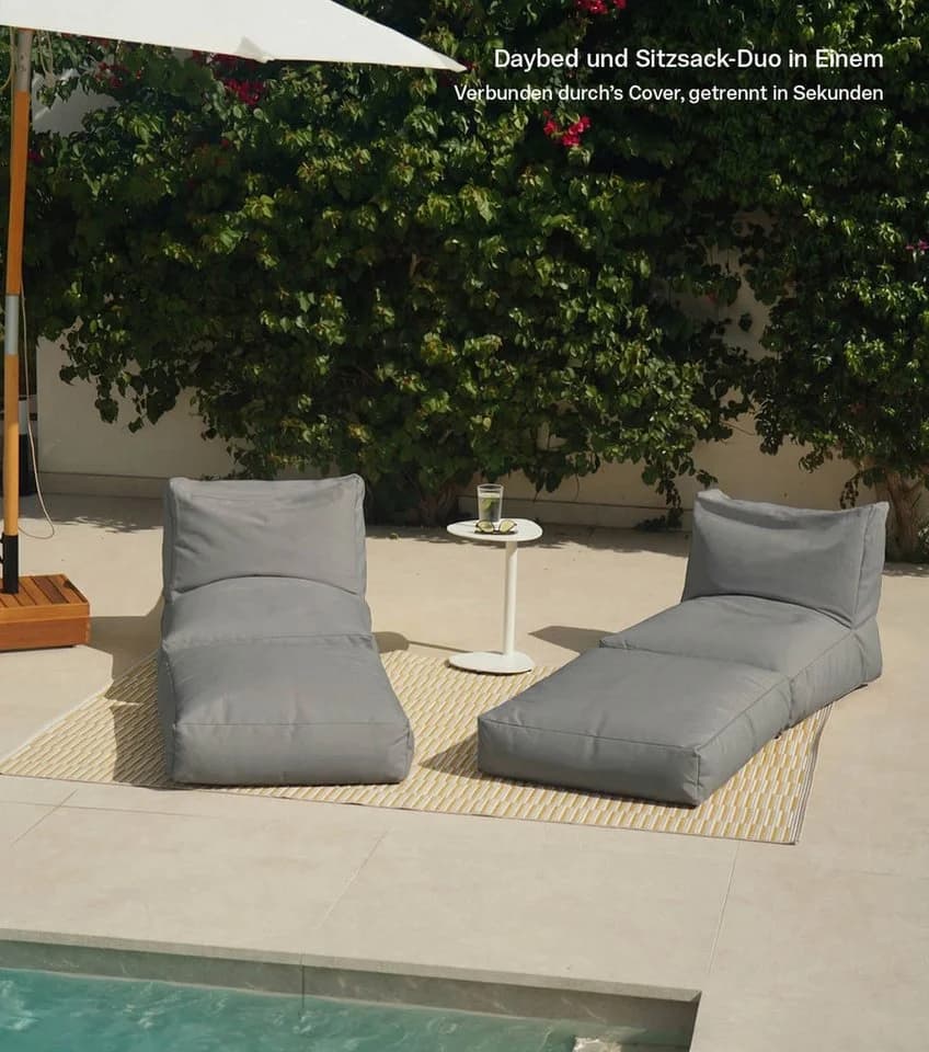 mokebo Sitzsack Outdoor Lounge 'Das Daybed' mit Schutzhülle Steingrau - Bild 4