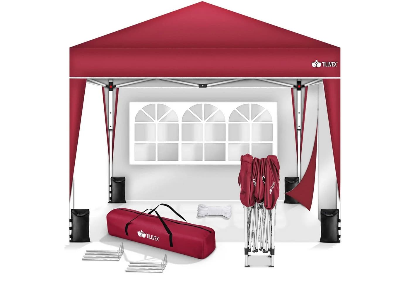 tillvex Pavillon 3x3m Wasserdicht UV50+ Rot - Bild 2