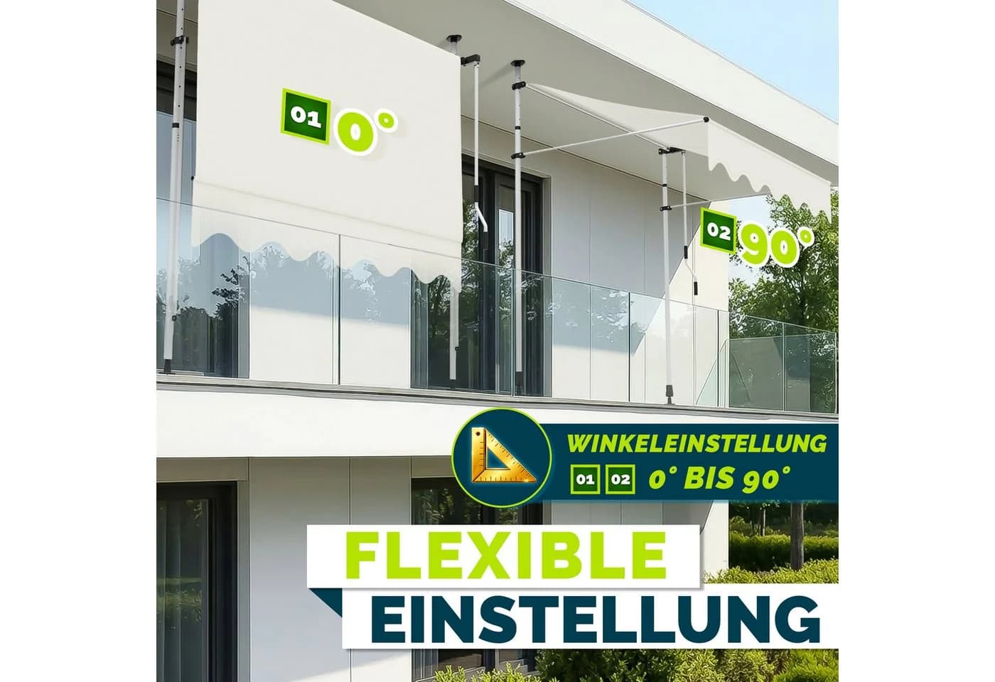 tillvex Klemmmarkise Beige mit LED-Lichterkette & Handkurbel