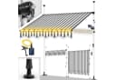 tillvex Klemmmarkise Balkon ohne Bohren mit LED & Handkurbel Grau/Weiß Bild 2