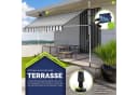 tillvex Klemmmarkise Balkon ohne Bohren mit LED & Handkurbel Grau/Weiß Bild 4