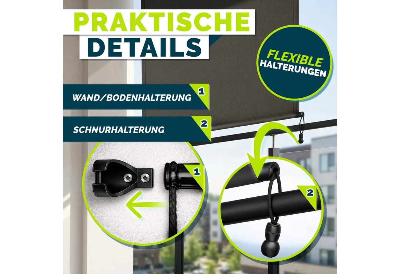 tillvex Senkrechtmarkise Anthrazit Aluminium Außenrollo mit Handkurbel - Bild 3