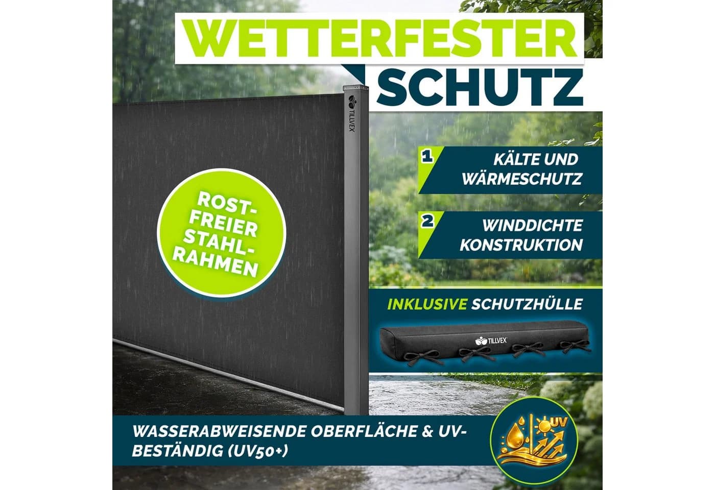 tillvex Seitenmarkise ausziehbar Markise Wandmarkise Sichtschutz - Bild 5