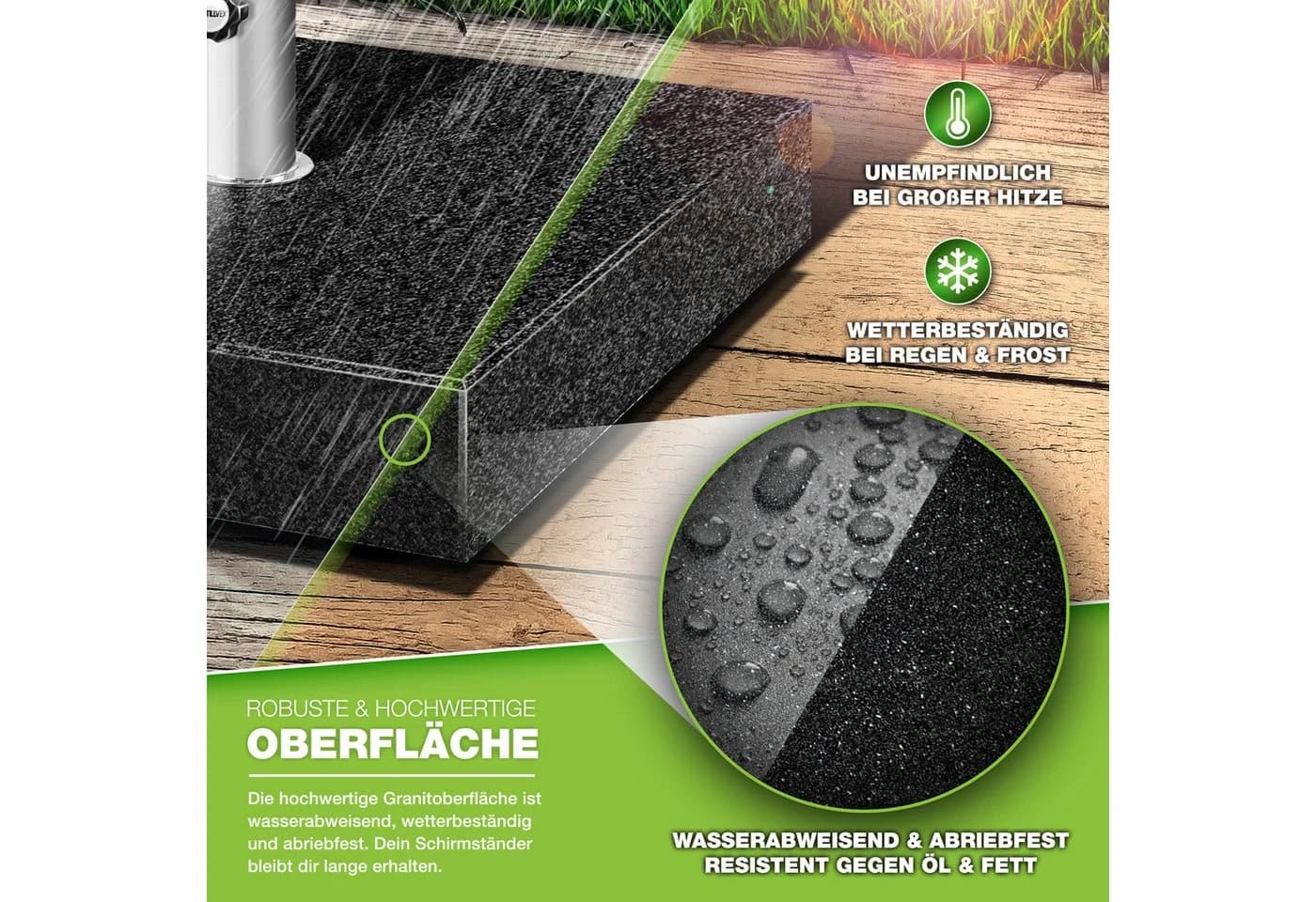 tillvex Granit Sonnenschirmständer Eckig Anthrazit mit Rollen - Bild 3