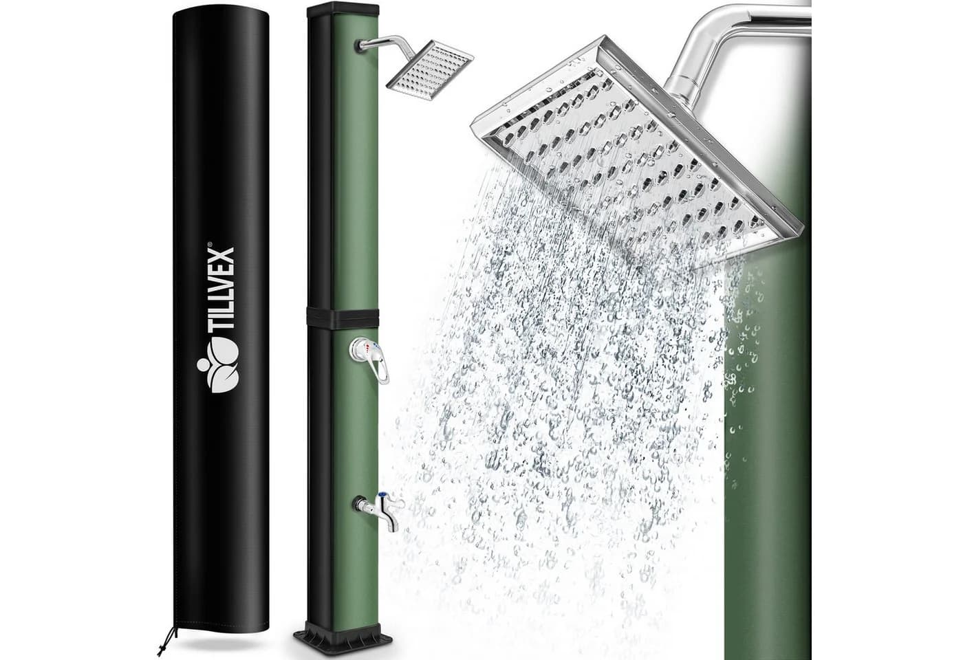 tillvex Solardusche 40 Liter Schwarz/Grün mit Regenduschkopf - Bild 2
