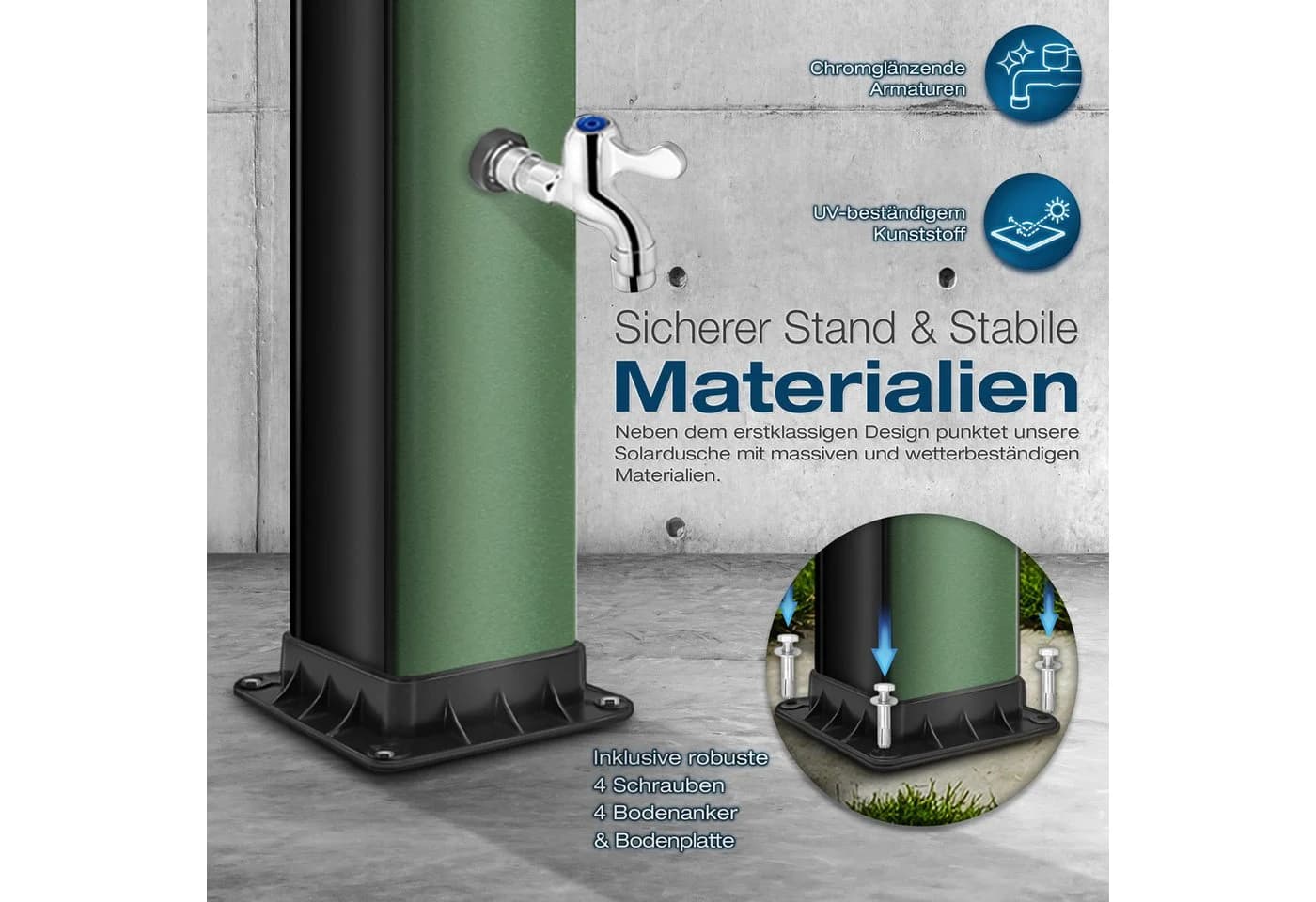 tillvex Solardusche 40 Liter Schwarz/Grün mit Regenduschkopf - Bild 4