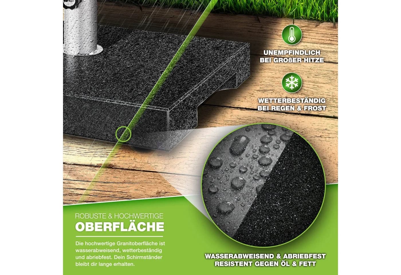 tillvex Granit Sonnenschirmständer Rechteckig Anthrazit - Bild 3
