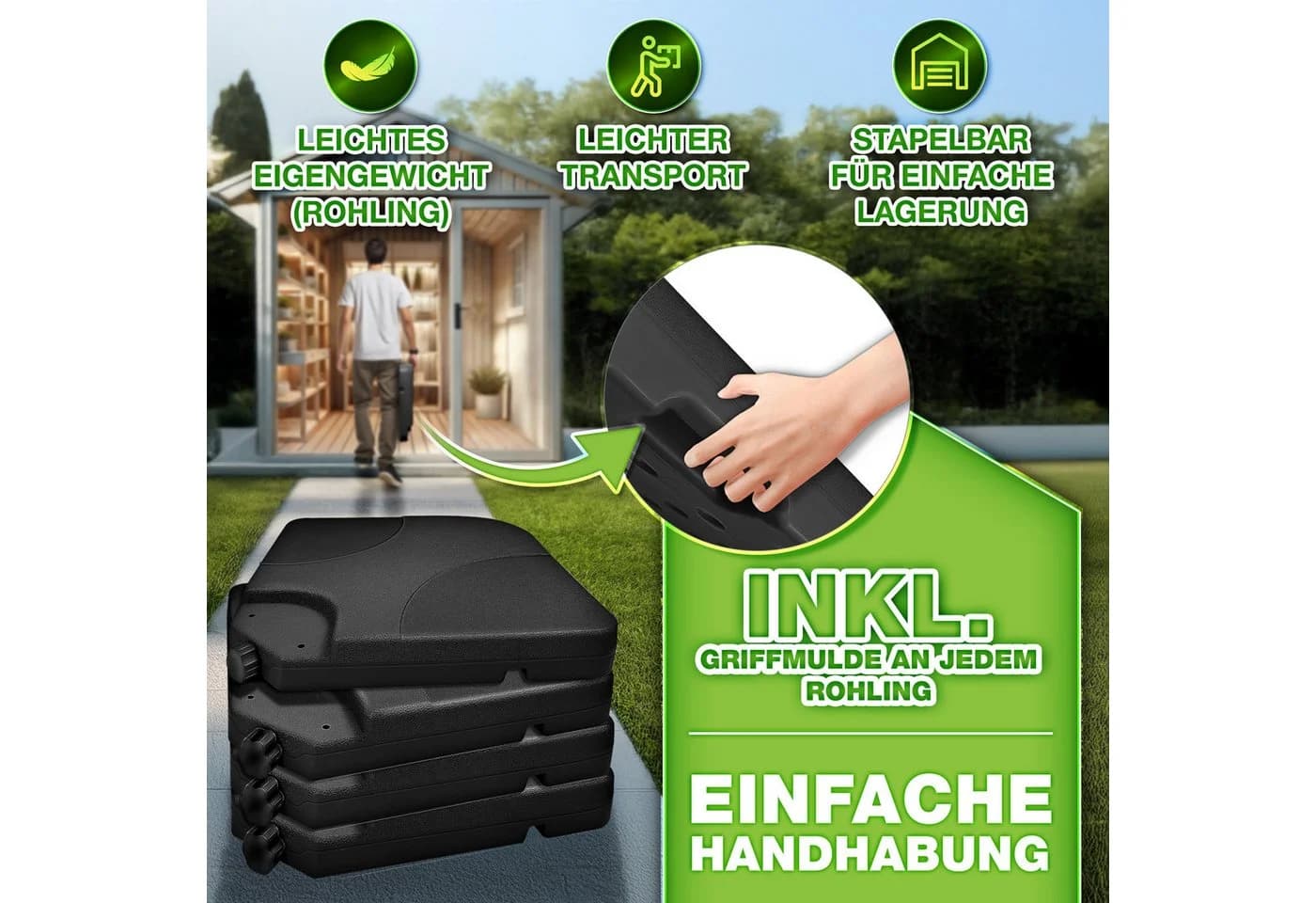 tillvex Sonnenschirmständer 60L/80kg Schwarz