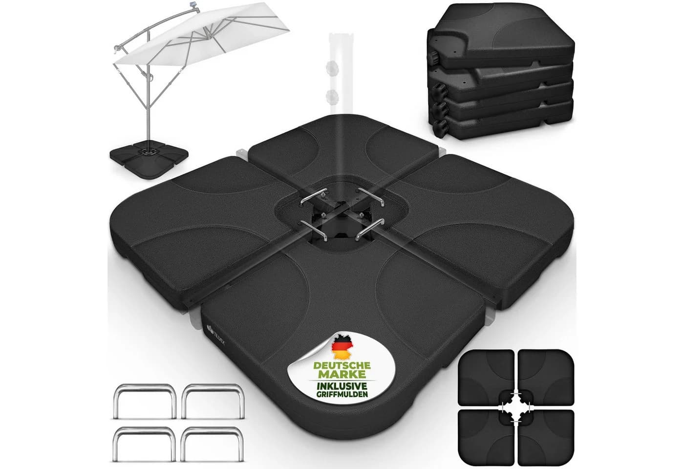 tillvex Sonnenschirmständer 60L/80kg Schwarz - Bild 2