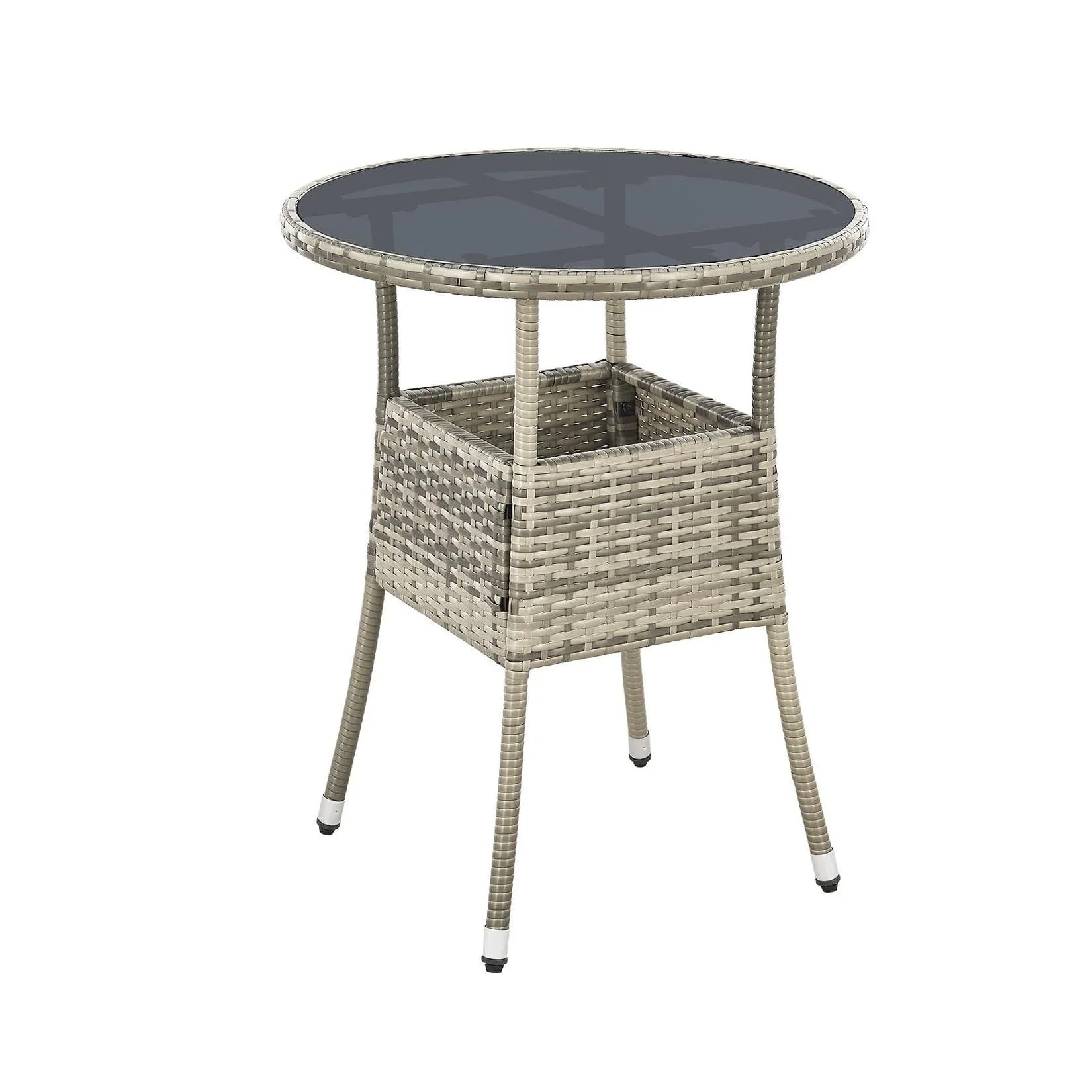 Juskys Gartentisch Yoro Rund Grau Polyrattan Wetterfest