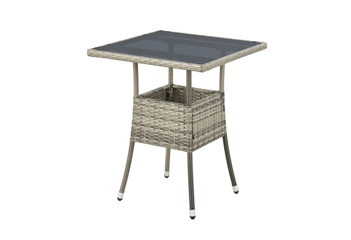 Juskys Gartentisch Yoro Grau Polyrattan Wetterfest - Bild 3