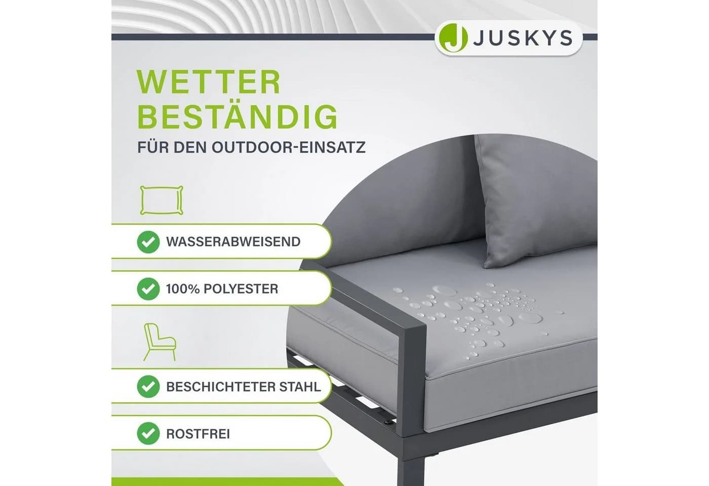 Juskys Gartenlounge-Set St. Tropez 4-tlg. Grau Stahl Akazie - Bild 4