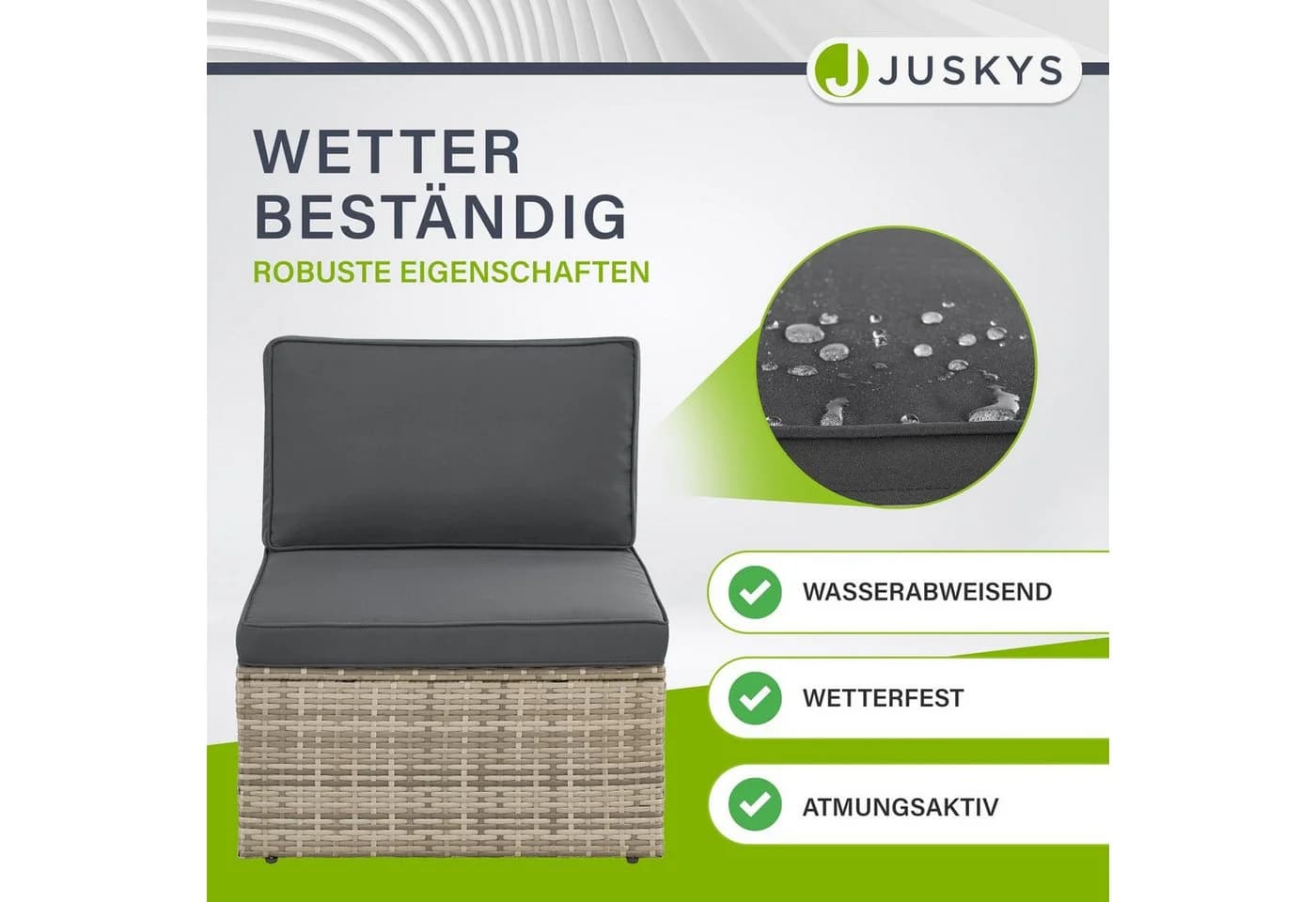 Juskys Gartenlounge-Set Salou 6-tlg. Grau Polyrattan mit Kissen - Bild 4