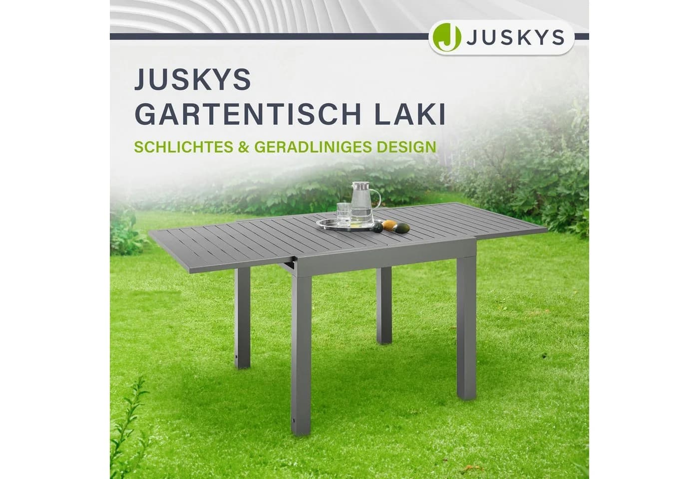 Juskys Gartentisch Laki Ausziehbar Aluminium Dunkelgrau - Bild 2
