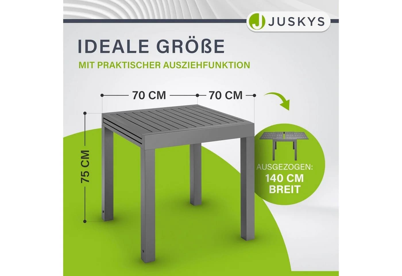 Juskys Gartentisch Laki Ausziehbar Aluminium Dunkelgrau - Bild 4