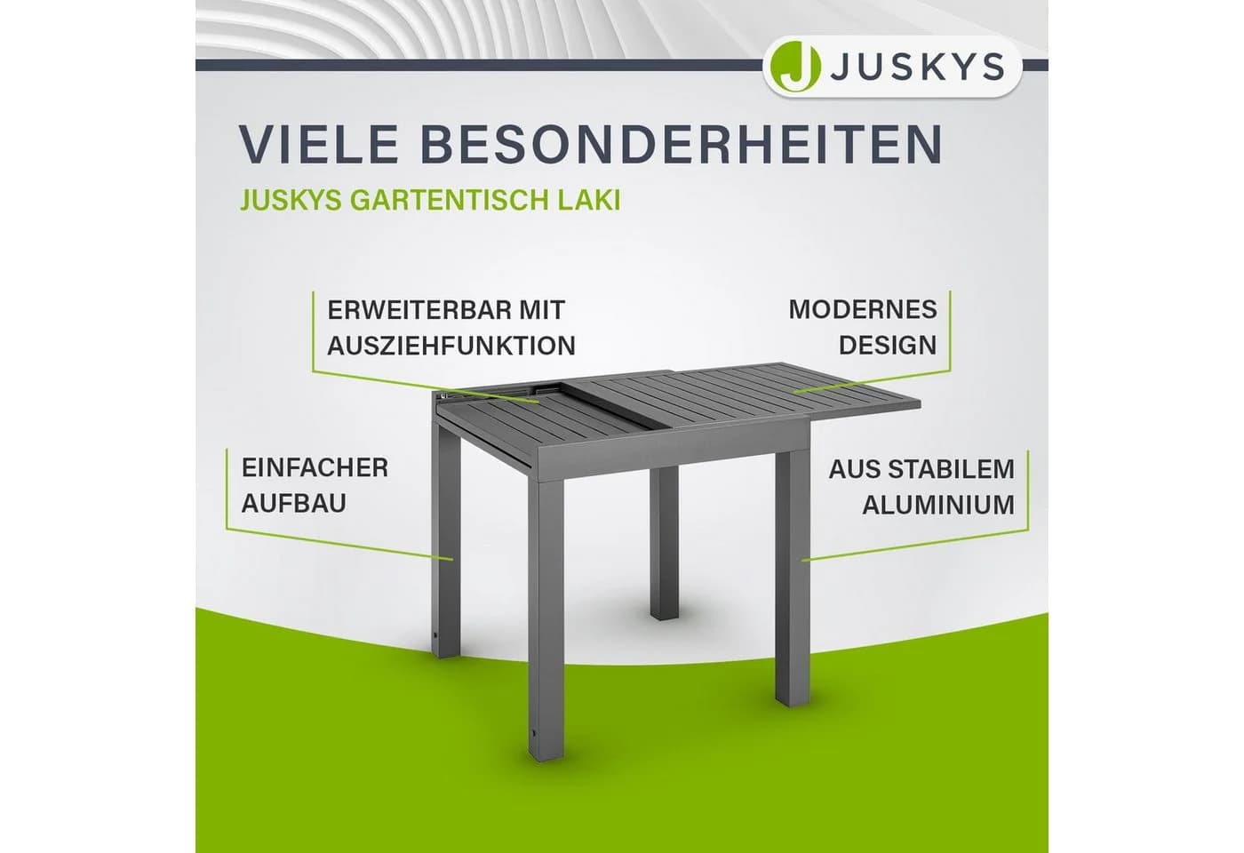 Juskys Gartentisch Laki Ausziehbar Aluminium Dunkelgrau - Bild 5