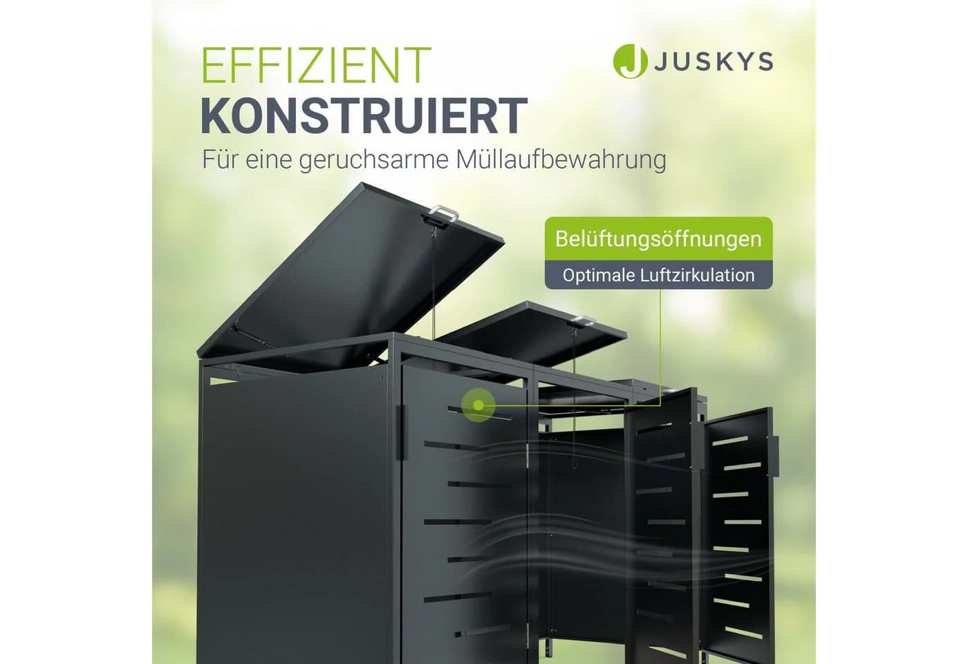 Juskys Mülltonnenbox Arel 3er Metall Gartenbox Anthrazit - Bild 4