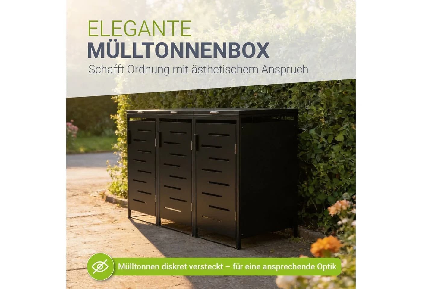 Juskys Mülltonnenbox Arel 3er Metall Gartenbox Anthrazit - Bild 5
