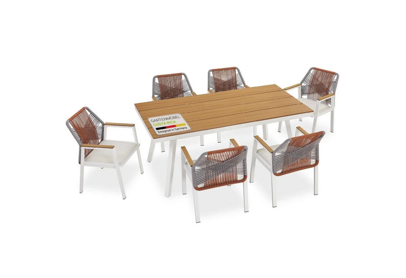 Juskys Garten-Essgruppe Costa Rica 7-tlg. 6 Personen Rot/Grau/Weiss - Bild 3
