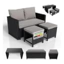Juskys 2in1 Polyrattan Gartenlounge Set Jamaika Schwarz/Grau Bild 1