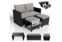 Juskys 2in1 Polyrattan Gartenlounge Set Jamaika Schwarz/Grau Bild 3