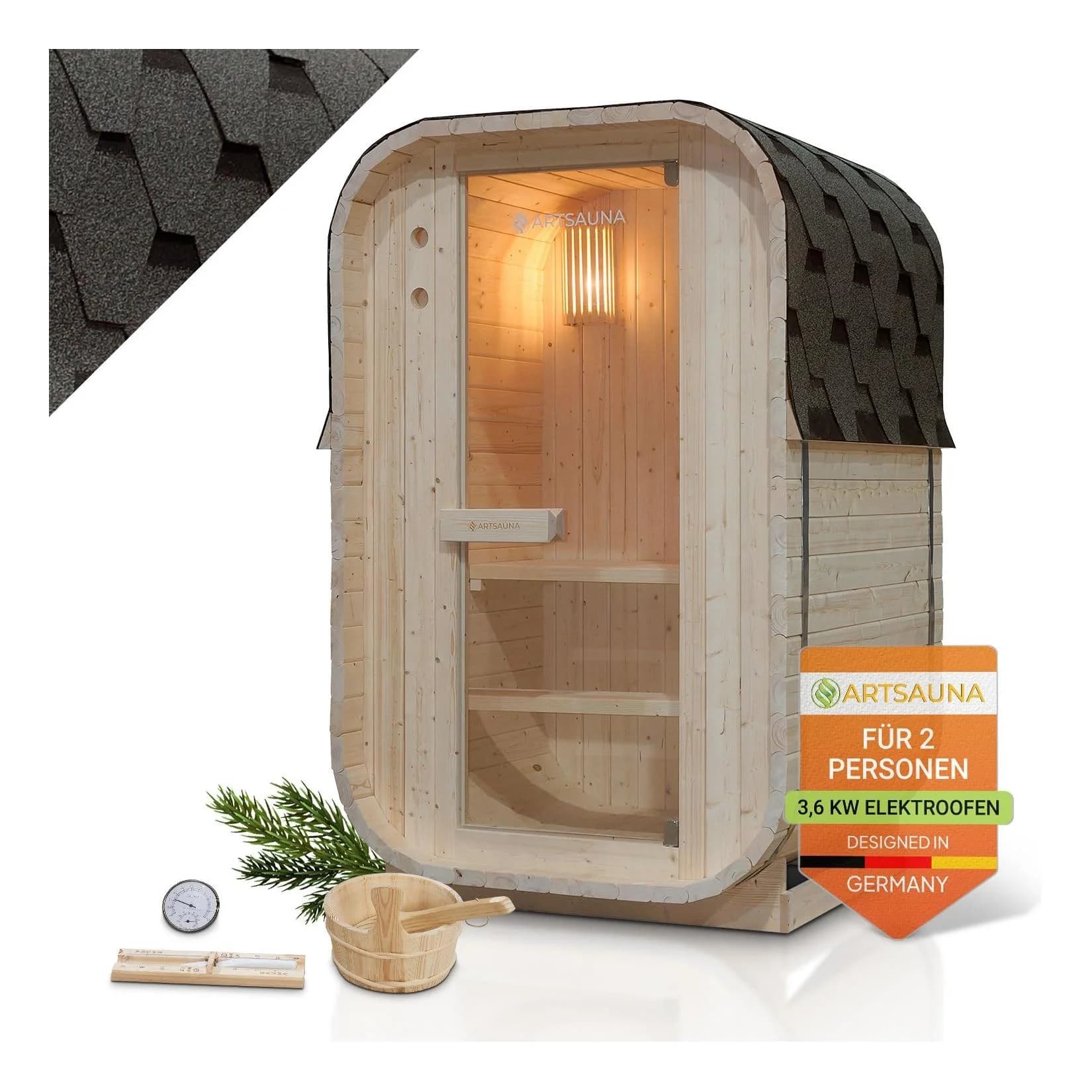 Artsauna Fasssauna Nolvik S Cube Design für 1-2 Personen