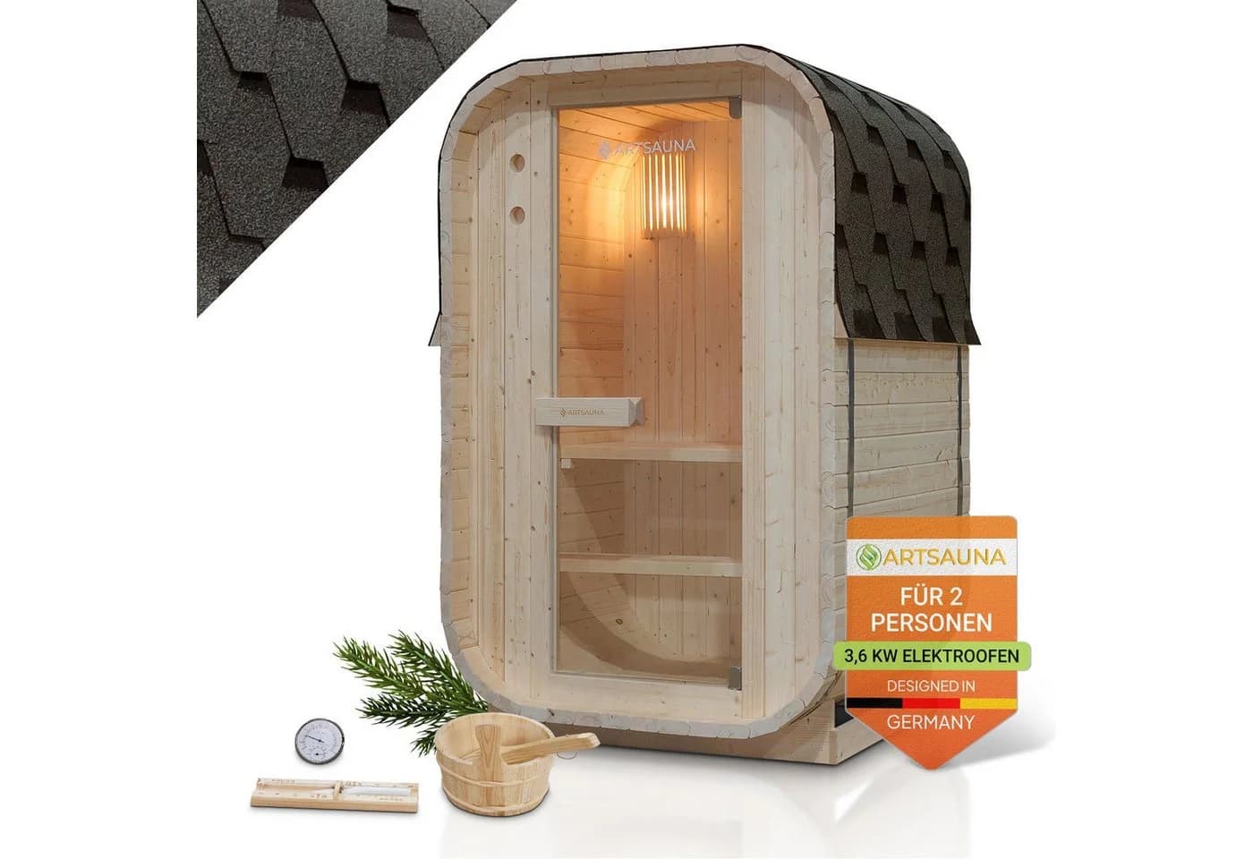 Artsauna Fasssauna Nolvik S Cube Design für 1-2 Personen - Bild 3