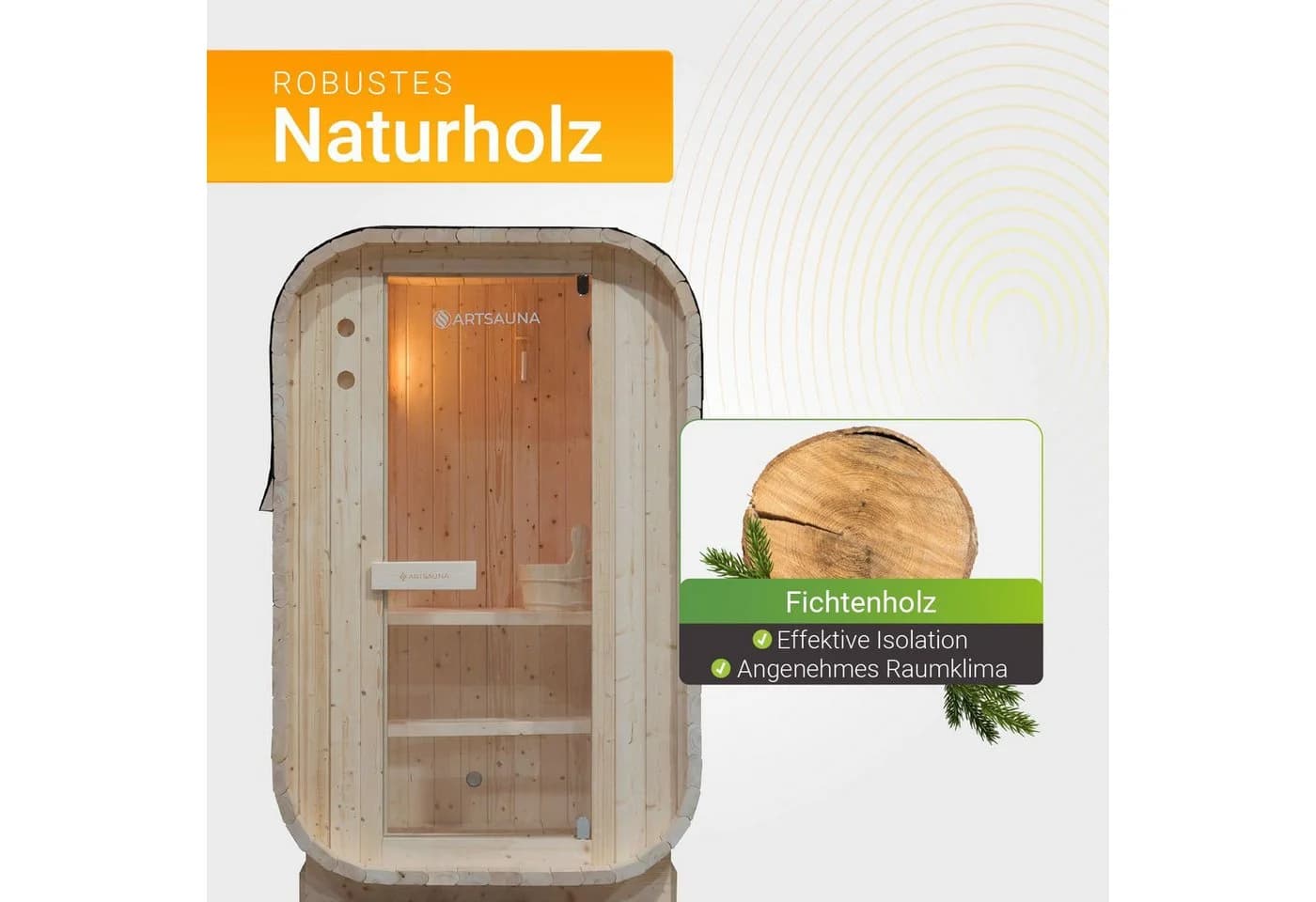 Artsauna Fasssauna Nolvik S Cube Design für 1-2 Personen - Bild 4