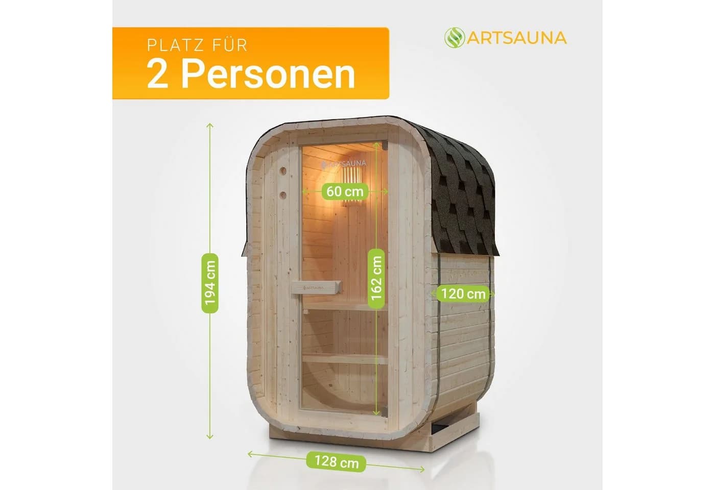 Artsauna Fasssauna Nolvik S Cube Design für 1-2 Personen - Bild 5