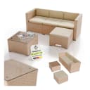 Juskys Polyrattan Lounge Punta Cana M Creme 3-4 Personen Sofa Tisch Hocker Bild 1