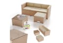 Juskys Polyrattan Lounge Punta Cana M Creme 3-4 Personen Sofa Tisch Hocker Bild 3