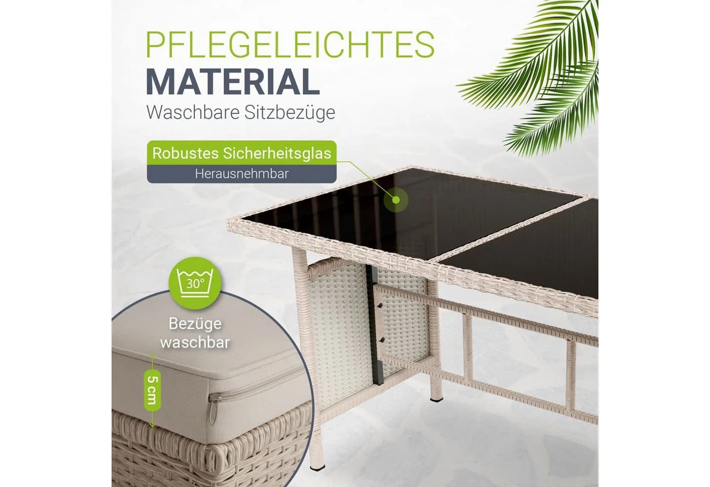 Juskys Gartenlounge Manacor creme Polyrattan - Bild 4
