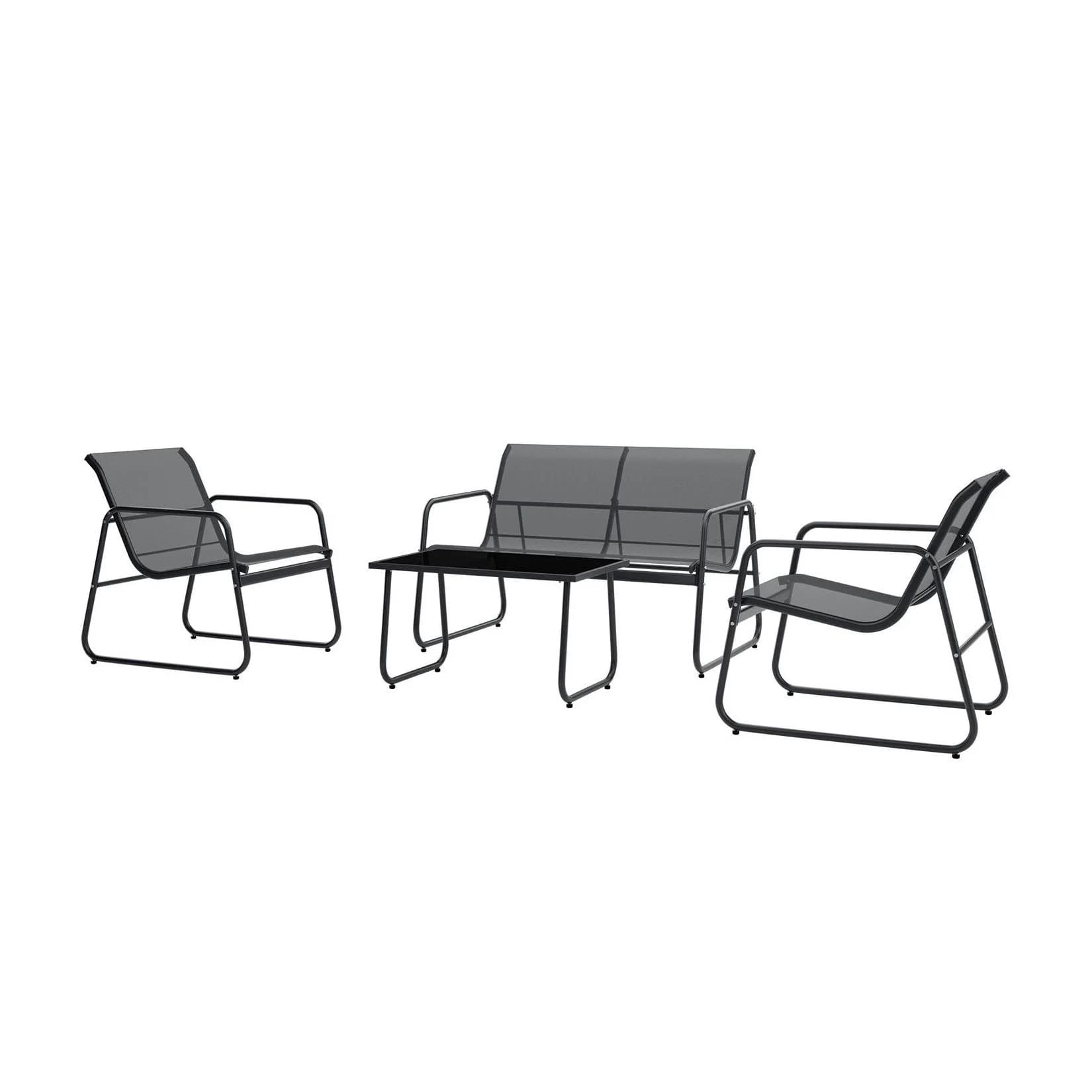 Juskys Gartenmöbelset Genua 4-tlg. Outdoor Sitzgruppe Anthrazit Metall