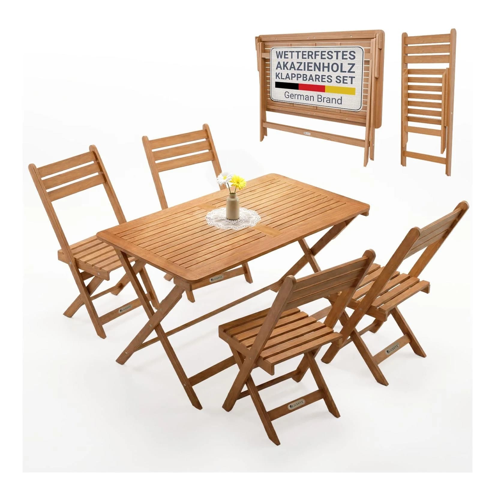 JUSKYS Gartenmöbel Set Rimini 5-tlg. Akazie vorgeölt