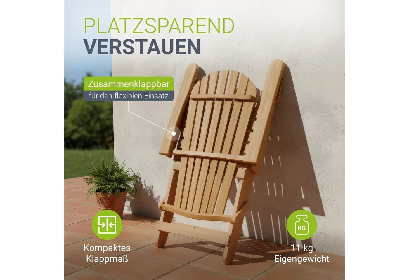 Juskys Gartenstuhl Korfu Akazienholz Klappbar - Bild 4