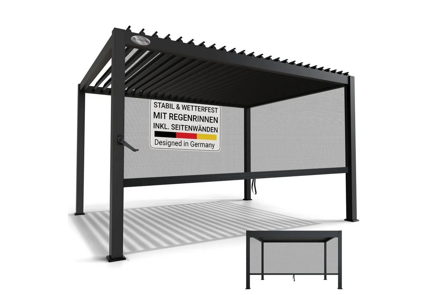 Juskys Lamellendach Tahiti 3x4 m inkl. Seitenwand 4 m Stahl Pergola Anthrazit - Bild 3
