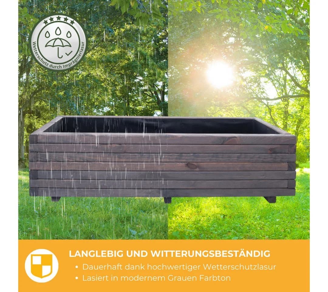 Mega-Holz Pflanzkasten Grau Wettergeschützt Kiefer - Bild 5