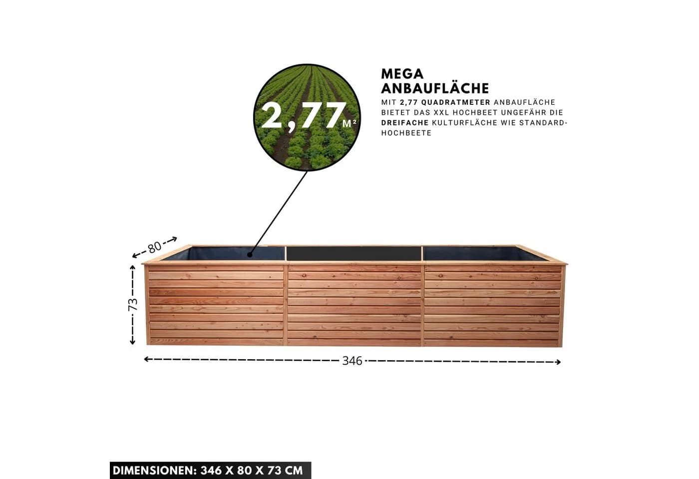Mega-Holz Hochbeet Rhombus XXL Lärchenholz 346x80x73cm - Bild 3