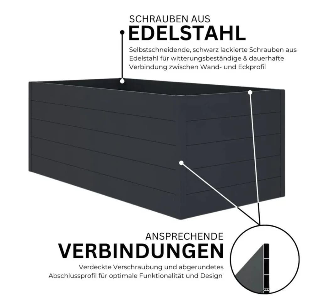 Mega-Holz Hochbeet Blumenbeet Pulverbeschichtetes Aluminium Anthrazit