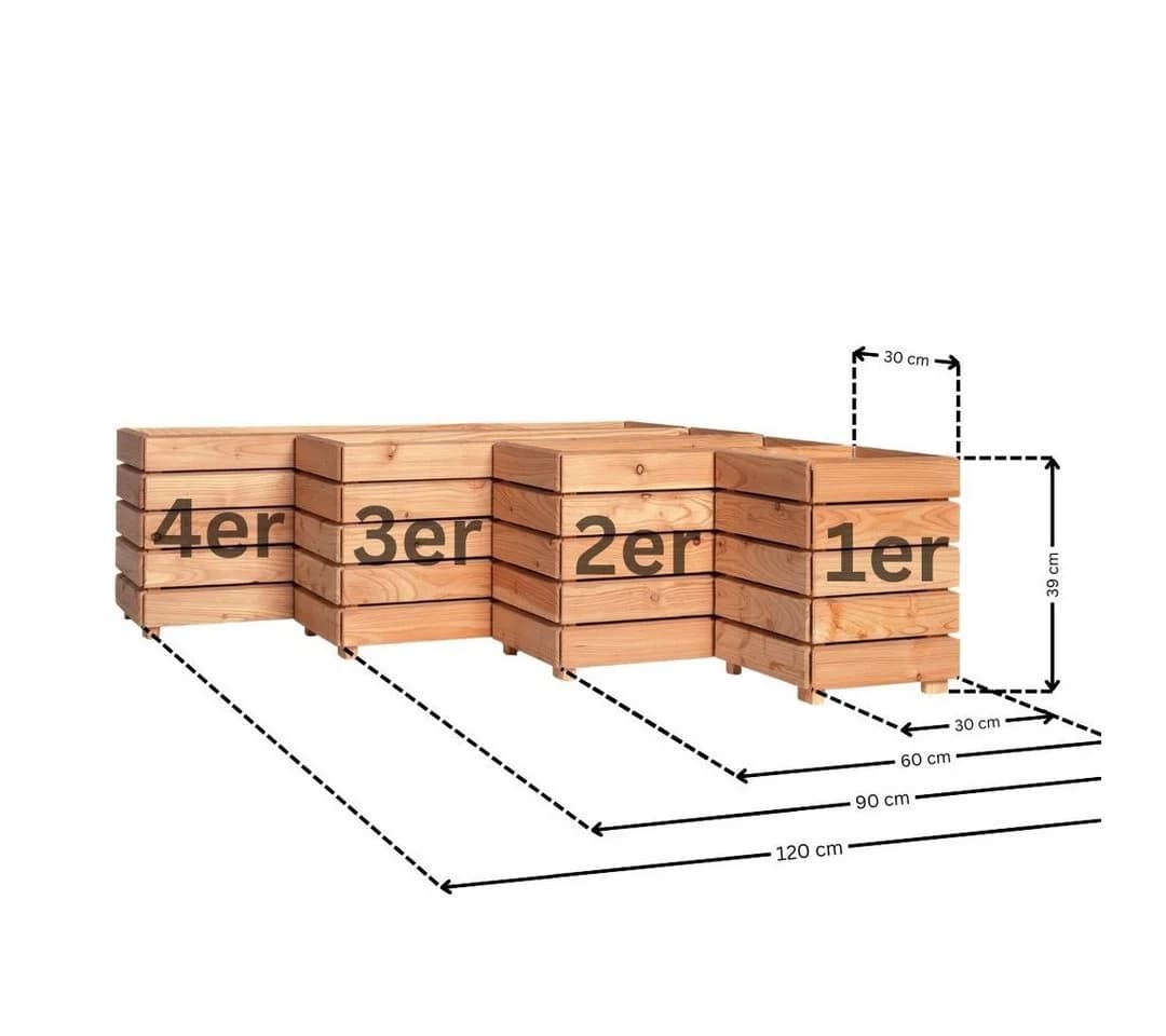 Mega-Holz Pflanzkübel Modulo aus Lärchenholz - Naturbelassener Blumenkasten für den Garten - Bild 5