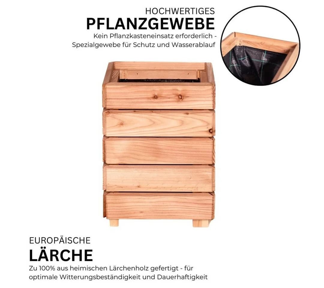 Mega-Holz Modulo Hochbeet Lärche Holz 30x30x75 cm - Bild 4