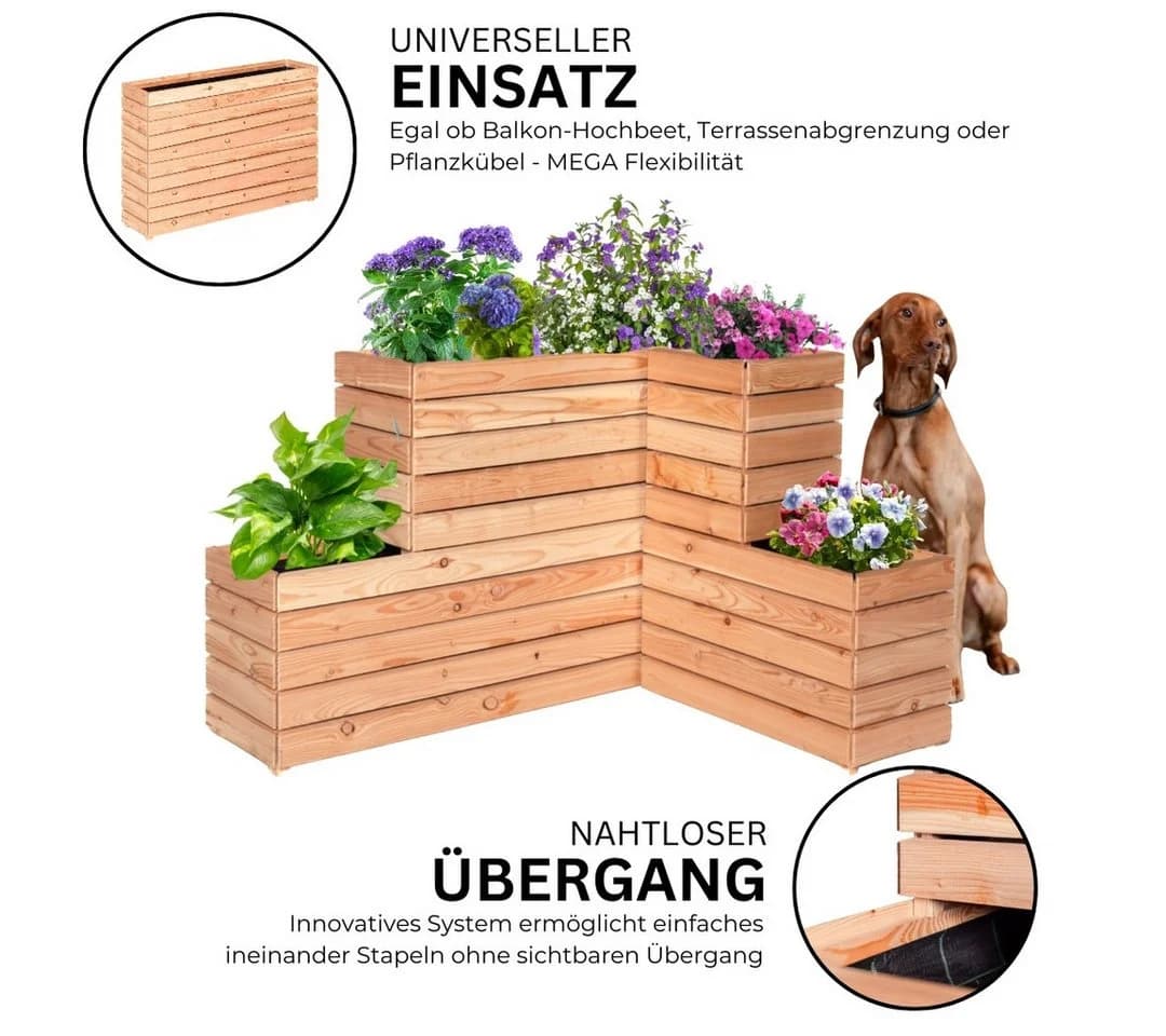 Mega Holz Hochbeet Lärche Modulo L 120x30x39 - Bild 5